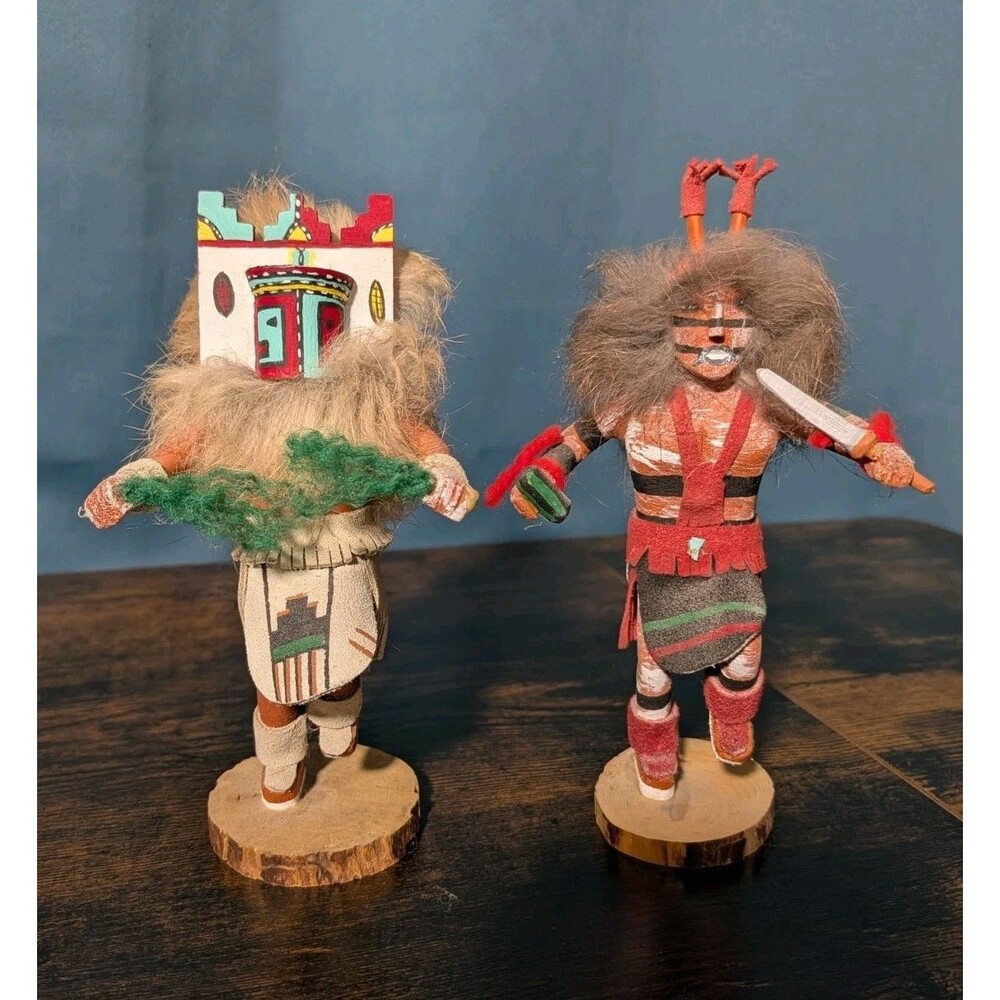Hopi Koshari Butterfly Clown Katsina Kachina Doll Signed Lot 6" Tall Native Folk